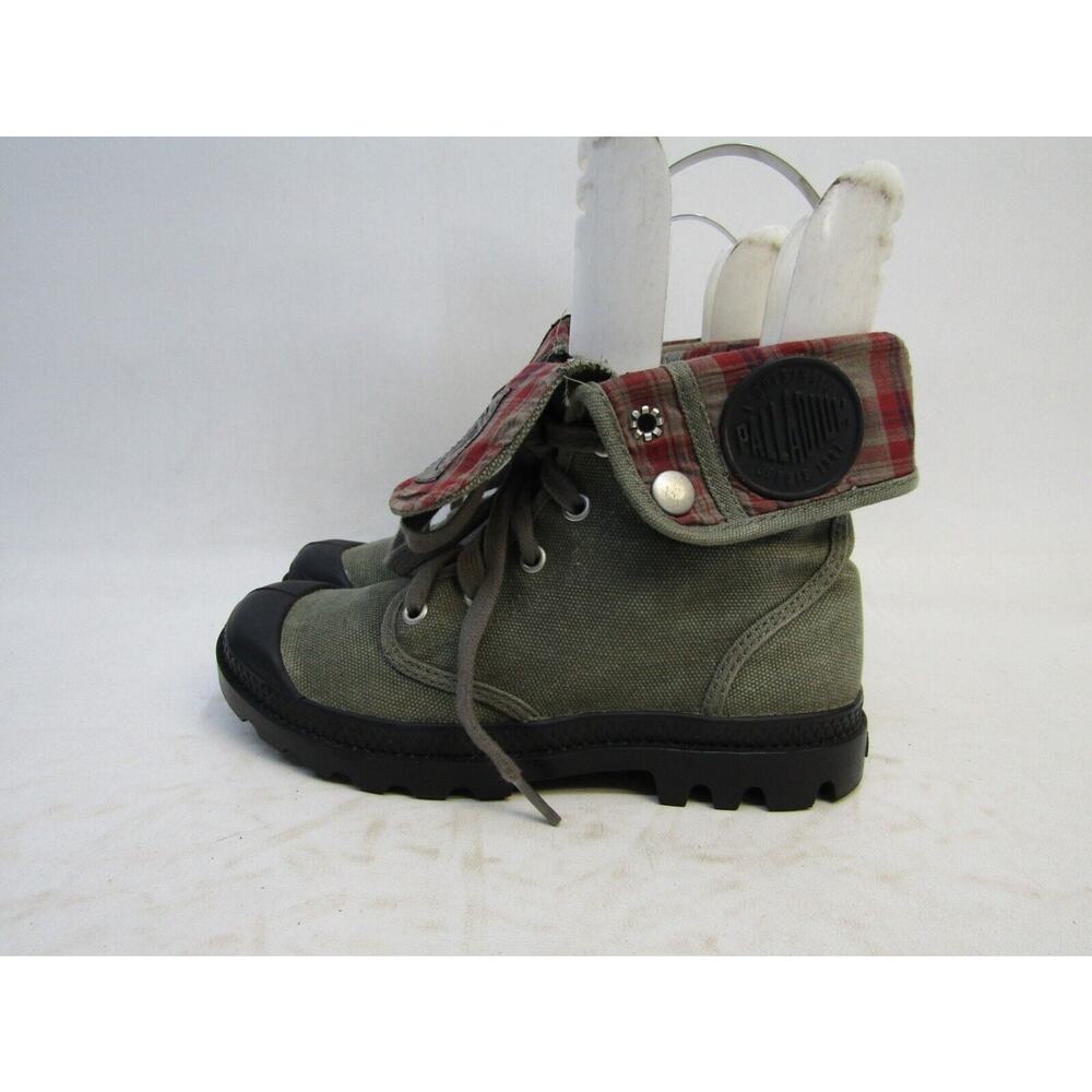 Palladium Youth Sz 12 D Green Canvas Lace Up Fold Over Casual Ankle Boots Shoes